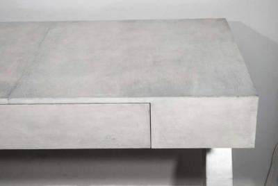 Custom single draw storm gray parchment Z desk
