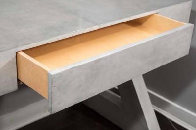 Custom single draw storm gray parchment Z desk
