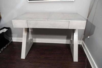Custom single draw storm gray parchment Z desk