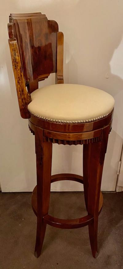 Customer Stools Art Deco Swivel Exotic Woods