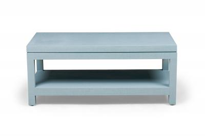 Customizable Asian Painted Raffia Wrapped Coffee Table With Reveal