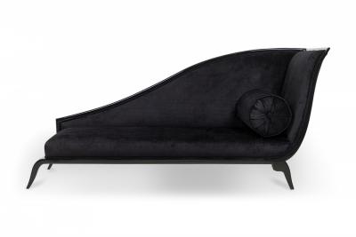 Customizable French Art Deco Lacquered and Upholstered Sleigh Recamier Made to