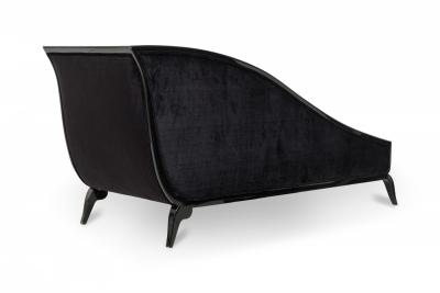 Customizable French Art Deco Lacquered and Upholstered Sleigh Recamier Made to
