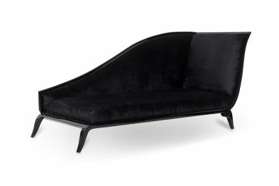 Customizable French Art Deco Lacquered and Upholstered Sleigh Recamier Made to