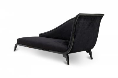 Customizable French Art Deco Lacquered and Upholstered Sleigh Recamier Made to