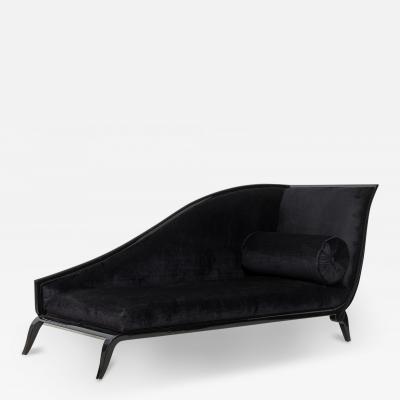 Customizable French Art Deco Lacquered and Upholstered Sleigh Recamier Made to