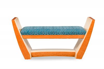 Customizable French Art Deco Style Custom Wooden Upholstered Bench