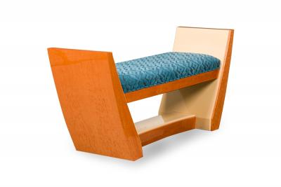 Customizable French Art Deco Style Custom Wooden Upholstered Bench