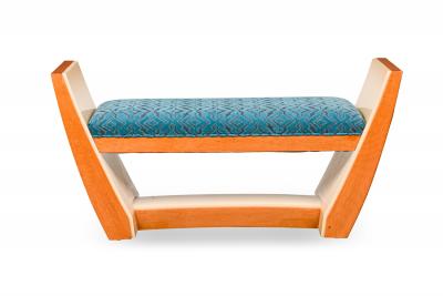 Customizable French Art Deco Style Custom Wooden Upholstered Bench