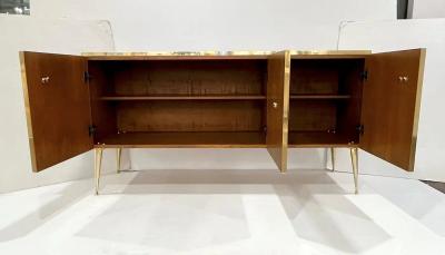 Customizable Italian Blue Ivory Glass Beach Decor Post Modern Cabinet Sideboard
