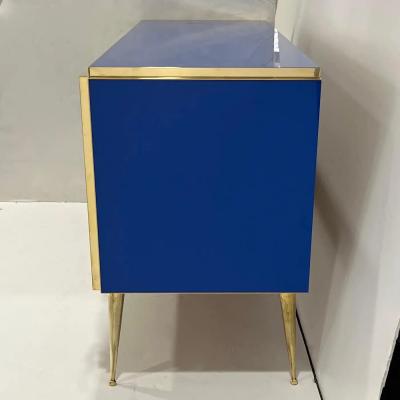 Customizable Italian Blue Ivory Glass Beach Decor Post Modern Cabinet Sideboard