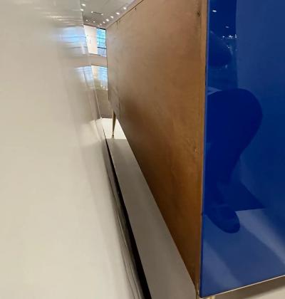 Customizable Italian Blue Ivory Glass Beach Decor Post Modern Cabinet Sideboard