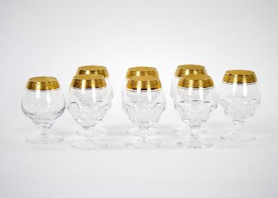 Cut Crystal Double Trim Gold Decorated Snifter Service 8 People