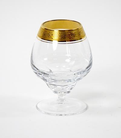 Cut Crystal Double Trim Gold Decorated Snifter Service 8 People