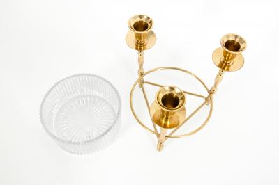 Cut Crystal Gilt Brass Holding Candlestick Decorative Piece