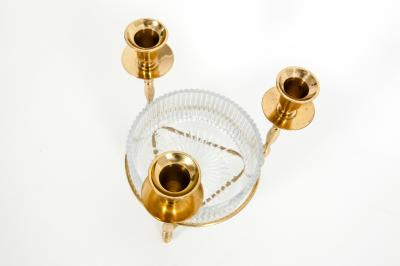 Cut Crystal Gilt Brass Holding Candlestick Decorative Piece