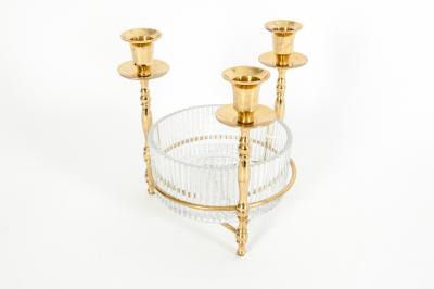 Cut Crystal Gilt Brass Holding Candlestick Decorative Piece