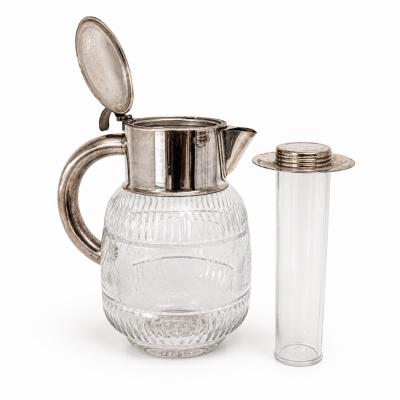 Cut Crystal Silver plated Cooling Pitcher 1960s 