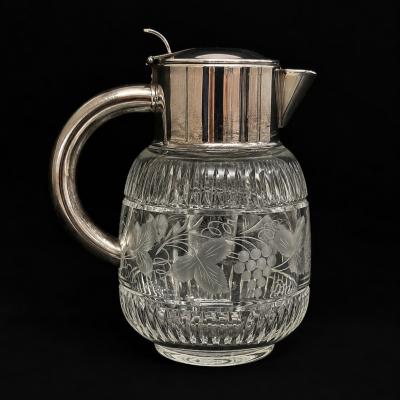 Cut Crystal Silver plated Cooling Pitcher 1960s 