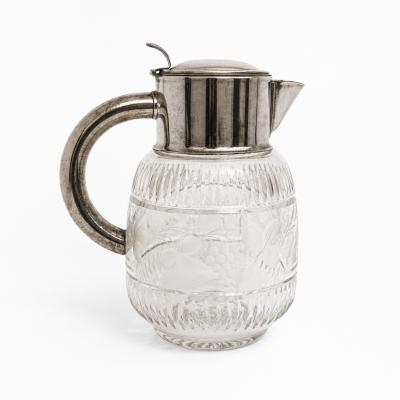Cut Crystal Silver plated Cooling Pitcher 1960s 