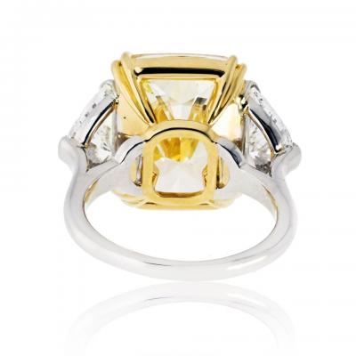 Cut Diamond Fancy Yellow GIA Three Stone Diamond Engagement Ring