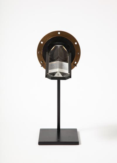 Cut Glass Steel and Brass Glass Lens