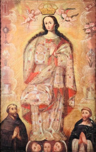 Cuzco School 18th Century Coronaci n de la Virgen