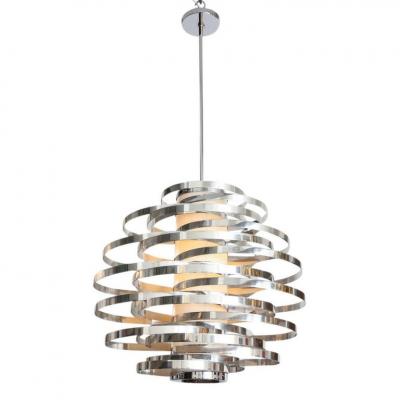Cyclone Chandelier Aluminum Metallic Chrome Bands