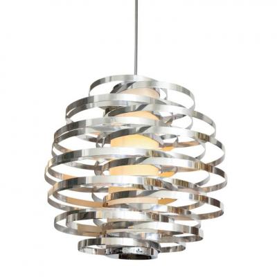 Cyclone Chandelier Aluminum Metallic Chrome Bands