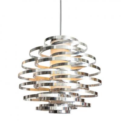 Cyclone Chandelier Aluminum Metallic Chrome Bands