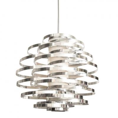 Cyclone Chandelier Aluminum Metallic Chrome Bands