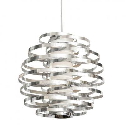 Cyclone Chandelier Aluminum Metallic Chrome Bands