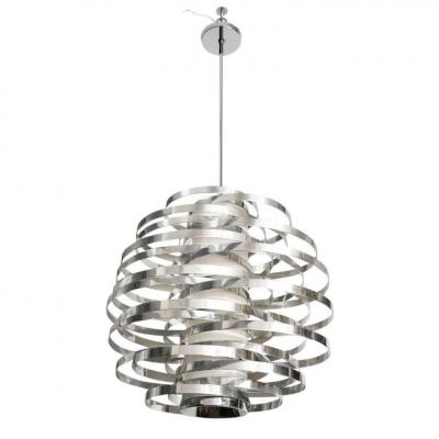 Cyclone Chandelier Aluminum Metallic Chrome Bands