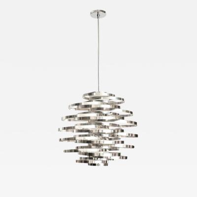 Cyclone Chandelier Aluminum Metallic Chrome Bands