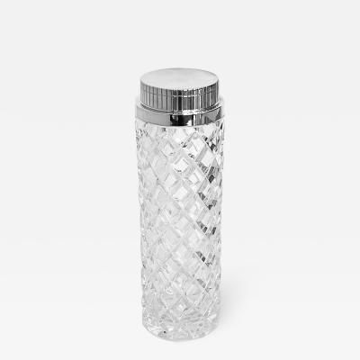Cylindrical Crystal and Sterling Silver Cocktail Shaker