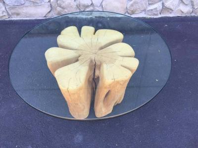Cypress Wood Tree Trunk Coffee Table