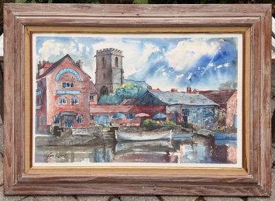 Cyril Arthur Lewis 20th Century Water Color The Old Granary Tea House by Cyril Arthur Lewis