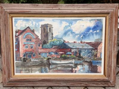 Cyril Arthur Lewis 20th Century Water Color The Old Granary Tea House by Cyril Arthur Lewis