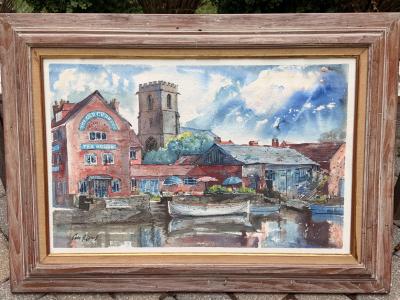 Cyril Arthur Lewis 20th Century Water Color The Old Granary Tea House by Cyril Arthur Lewis