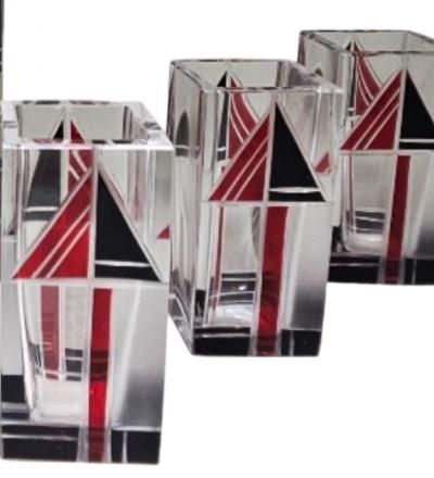 Czech Art Deco Geometric Decanter Set Art Deco Collection