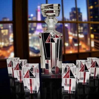 Czech Art Deco Geometric Decanter Set Art Deco Collection