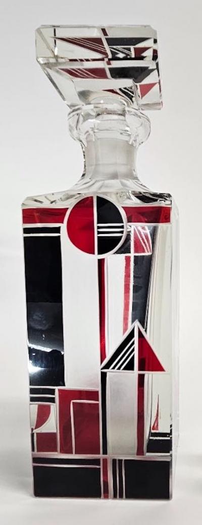 Czech Art Deco Geometric Decanter Set Art Deco Collection