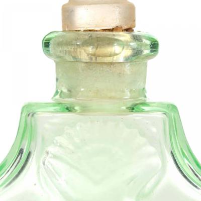 Czech Art Deco Green Tinted Glass Perfume Bottle