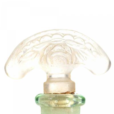 Czech Art Deco Green Tinted Glass Perfume Bottle