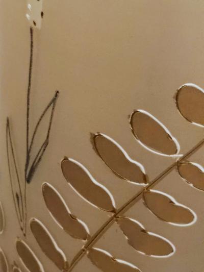 Czech Enamel on Cast Glass Foliate Table Lamp 1950s