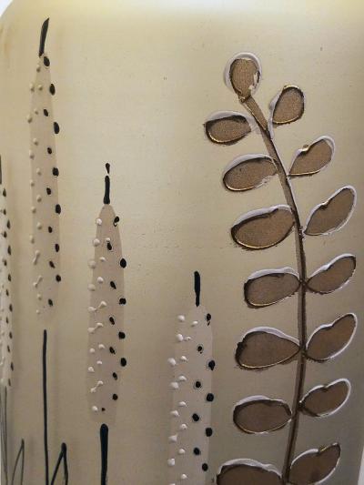 Czech Enamel on Cast Glass Foliate Table Lamp 1950s