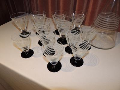 Czech Streamline Art Deco Decanter Set