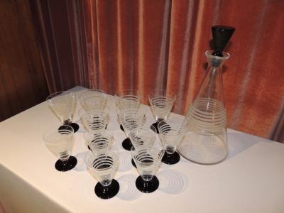 Czech Streamline Art Deco Decanter Set
