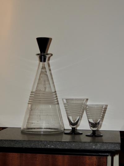 Czech Streamline Art Deco Decanter Set