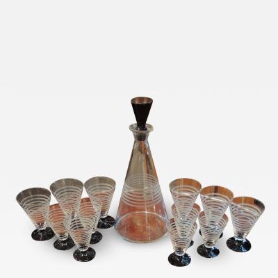 Czech Streamline Art Deco Decanter Set